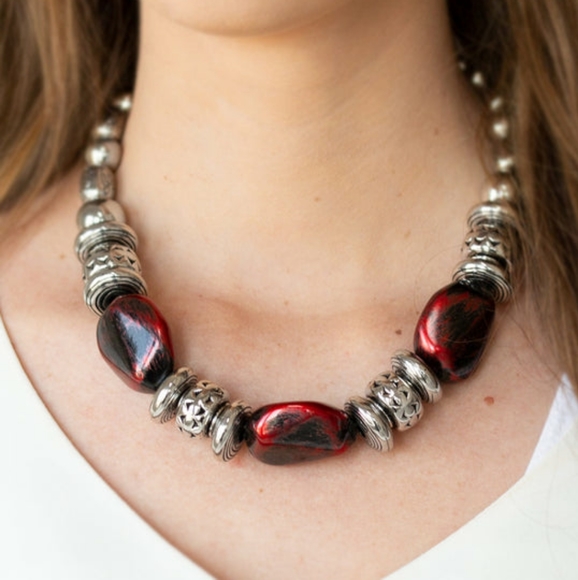 Jewelry - Colorfully Confident - Red Necklace w/earring set (New)